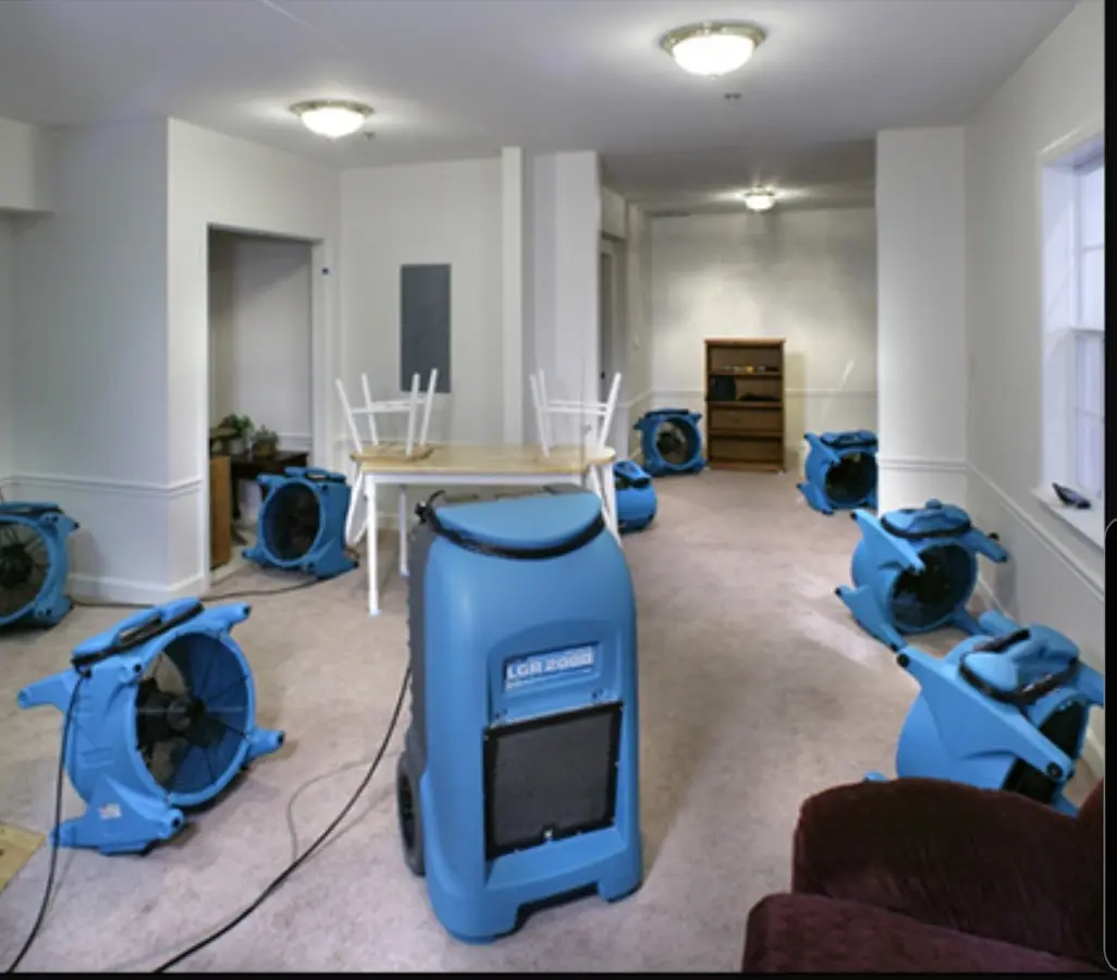 Air movers and dehumidifier setup for Water Damage Restoration in Gatesville